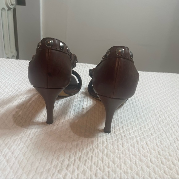 Manolo Blahnik Dark Brown Studded Heels - Picture 3 of 6